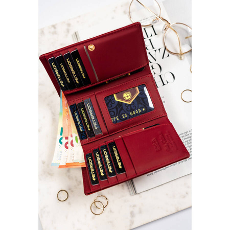 Rote, lackierte Damen Geldbörse mit Druckknopf und Klippverschluss – Peterson