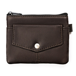 Dunkelbraunes Leder Schlüsseletui mit Reißverschlusstaschen