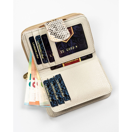 Elegante, mittlere Damen Geldbörse aus Echtleder mit RFID-Schutz und Schlangenprägung – Peterson