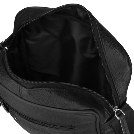 Herren-Umhängetasche aus echtem Leder, Schwarz, Einzelfach – Rovicky