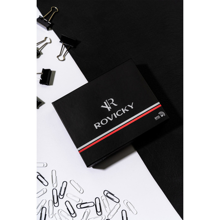 Schwarze Herren Geldbörse aus Leder mit RFID-Schutz – Rovicky