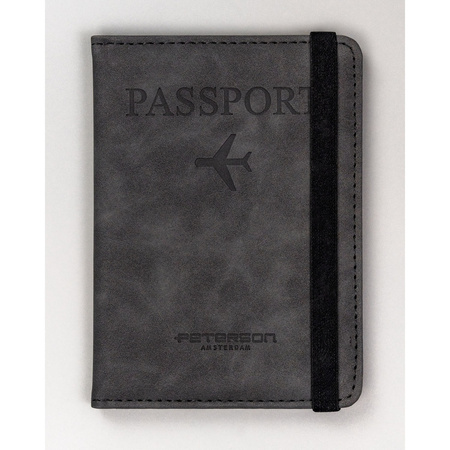 Schwarzes Etui für Reisepass aus Öko-Leder mit Gummiband verschließbar – Peterson