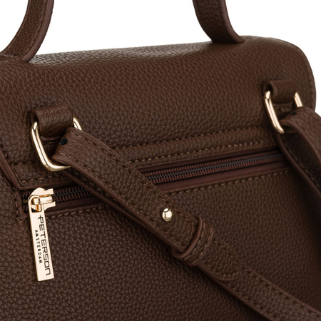 Braune Damen-Umhängetasche aus Kunstleder mit Magnetverschluss – Peterson