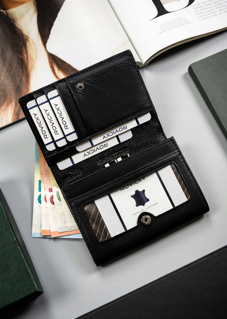 Klassische Damen Geldbörse aus Leder mit Druckknopf – 4U Cavaldi