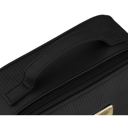 Schwarze Kosmetiktasche aus Synthetikstoff, ausgestattet mit vier Fächern - Peterson