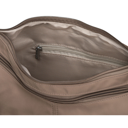 Dunkelbeige Damen-Handtasche aus Polyester mit Reißverschluss - Peterson