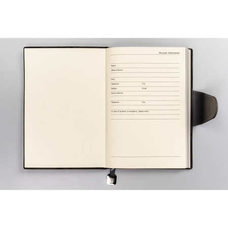 Graues Notizbuch A5 mit integrierter Lesezeichenlasche – Peterson