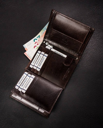 Herren Geldbörse aus echtem Leder im Hochformat ohne Verschluss – Rovicky