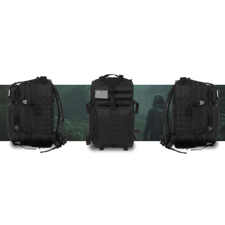 Großer, taktischer Militärrucksack aus Nylon in Schwarz – Peterson