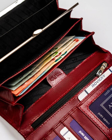 Große Damen Geldbörse aus Leder mit Druckknopf – Rovicky