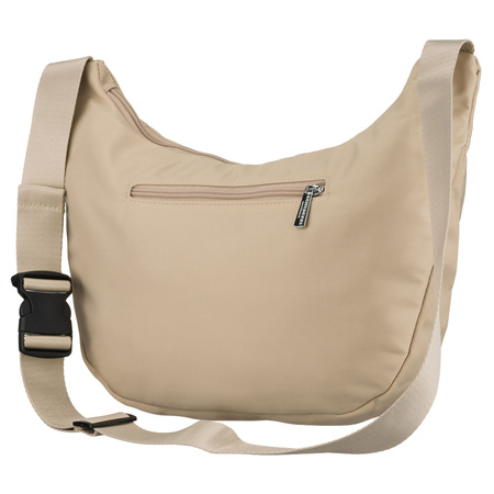 Damen-Handtasche aus Polyester in Hellbeige, mit Reißverschluss und Außentasche – Peterson