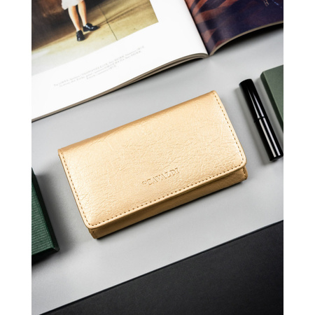 Große Damen-Geldbörse aus Öko-Leder in Goldfarbe, mit Druckknopfverschluss – 4U Cavaldi