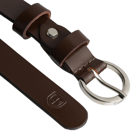 Lederner Damen Gürtel in Braun mit silberner, klassischer Schnalle - Peterson