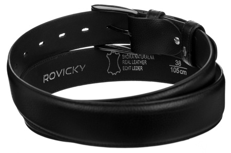 Herren Ledergürtel mit klassischer silberner Schnalle – Rovicky