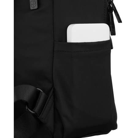 Kleiner, schwarzer Damen-Rucksack aus Polyester, ein Hauptfach mit Außentasche – Peterson