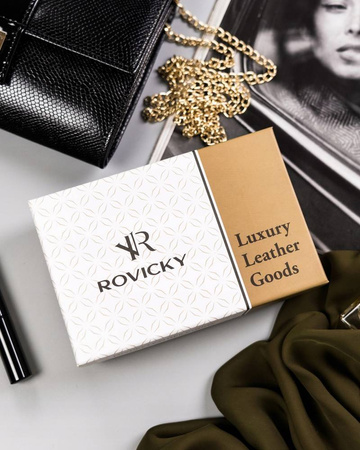 Damen Geldbörse aus Leder mit Bügelverschluss und Druckknopf – Rovicky