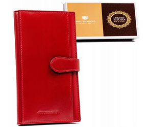 Große Damen Geldbörse aus Leder mit Druckknopf – Peterson