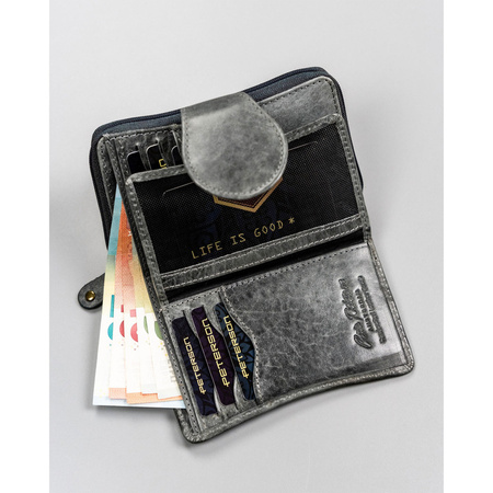 Stilvolle Damen Geldbörse aus grauem Farbverlauf-Leder – Peterson