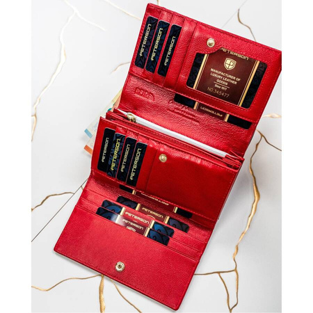 Stilvolle rote Damen Geldbörse aus Leder mit Fächern – Peterson