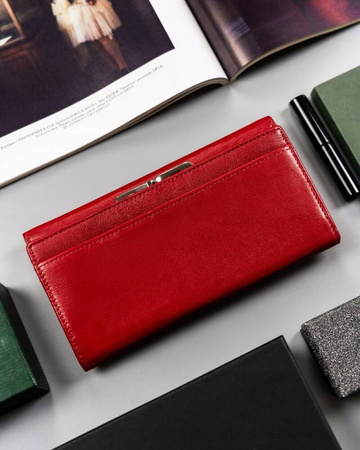 Große Damen Geldbörse aus Leder mit Bügel- und Druckknopfverschluss – Peterson