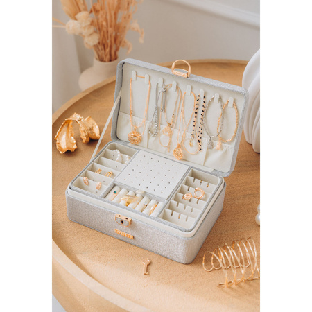 Graue, elegante Schatulle mit Schnappverschluss und Schlüssel – Peterson