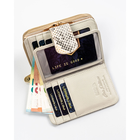 Elegante, mittlere Damen Geldbörse aus Echtleder mit RFID-Schutz und Schlangenprägung – Peterson