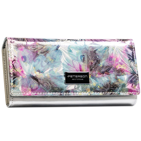 Mehrfarbige Damen Geldbörse mit RFID-Schutz und Druckknopf – Peterson