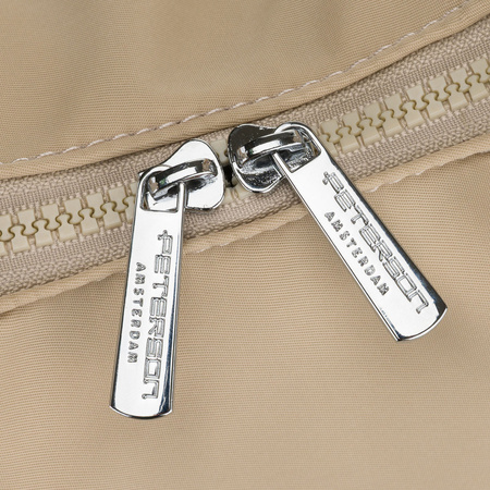 Beige Damen-Handtasche aus Polyester, passend für A4-Format und mit Reißverschluss – Peterson