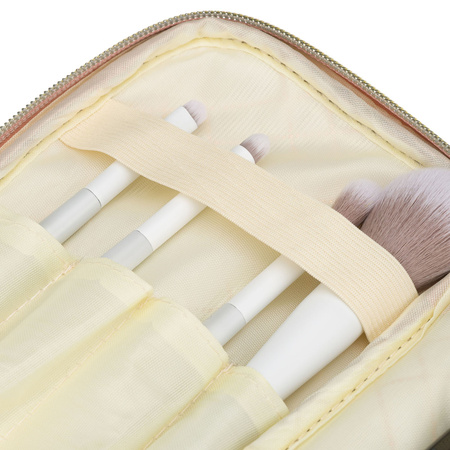 Einräumige, rosa Kosmetiktasche aus Synthetikstoff mit praktischem Griff – Peterson