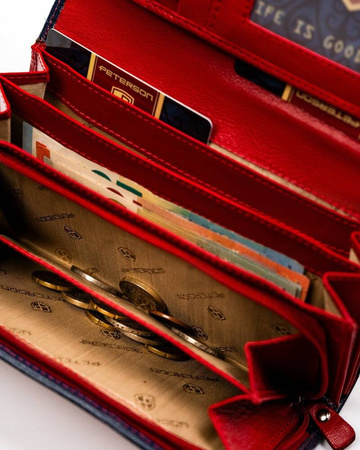 Geräumige Damen Geldbörse aus Leder mit Druckknopf und Reißverschluss – Peterson