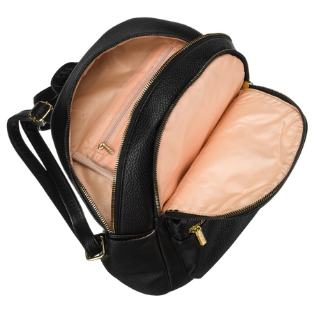 Schwarzer Damen-Rucksack aus Lederimitat mit Taschen – Rovicky