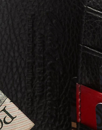 Schwarz-rote Damen Geldbörse aus Echtleder mit Akzent – Peterson