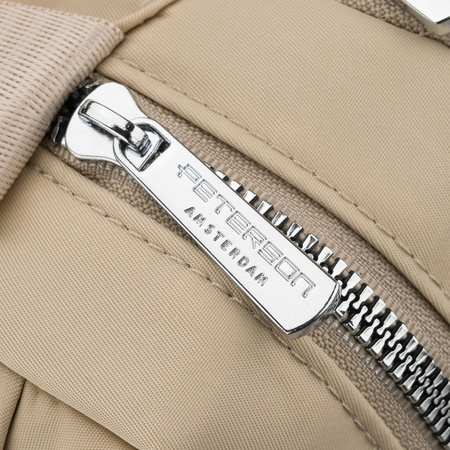 Damen-Umhängetasche aus Polyester in Ecru, zweifächrig mit Außentasche - Peterson