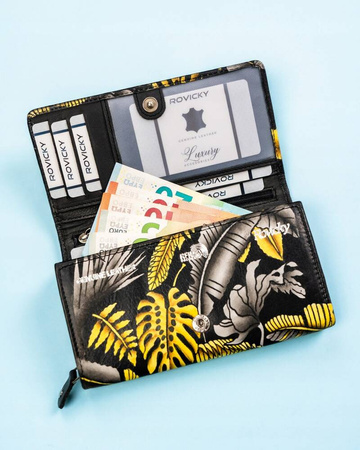 Große Damen Geldbörse aus Leder mit Druckknopf – Rovicky