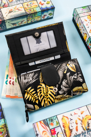 Geräumige Damen Geldbörse aus Leder mit Druckknopf – Rovicky