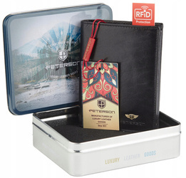 Große schwarze Herren Geldbörse aus Echtleder ohne Verschluss – Peterson