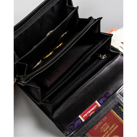 Große Damen Geldbörse aus Leder in Schwarz mit RFID – Peterson