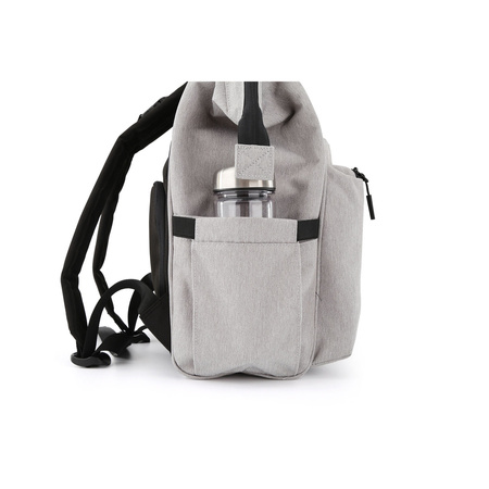 Grauer, geräumiger Damen Rucksack aus Polyester mit Reißverschluss – Himawari