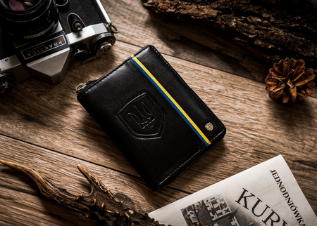 Herren Geldbörse aus Leder mit ukrainischem Wappen und Farben – Peterson