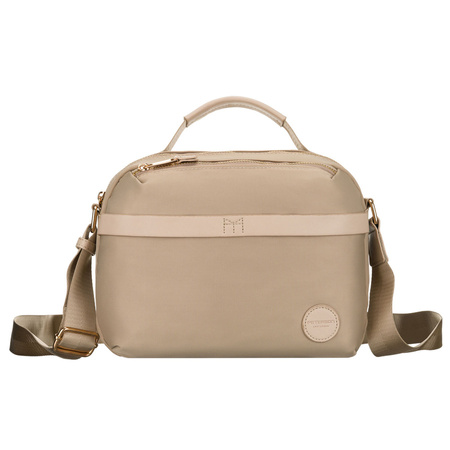 Damen-Umhängetasche aus Nylon in Beige, ein Hauptfach und mit Reißverschluss – Peterson