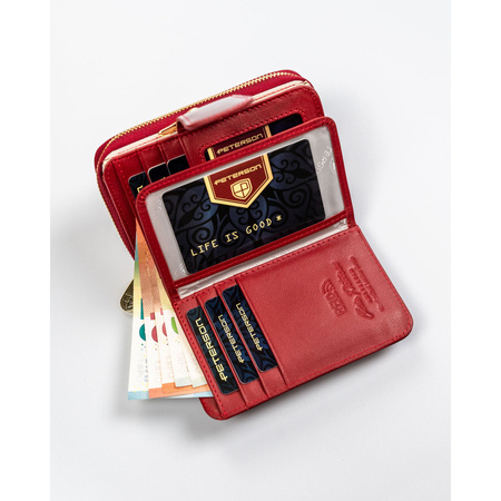 Rote Damen Geldbörse aus Leder mit RFID-Schutz – Peterson