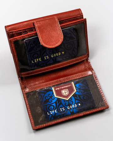 Mittlere Damen Geldbörse aus Leder mit Druckknopf – Peterson