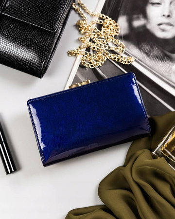 Damen Geldbörse aus Leder mit Bügel- und Druckknopfverschluss – Rovicky