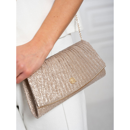 Glitzernde Damen Clutch aus Synthetik in Roségold – Rovicky