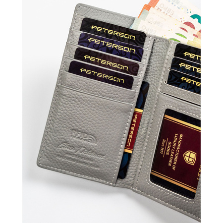 Stilvolle, mehrfarbige Damen Geldbörse aus echtem Leder mit Bügelverschluss und RFID-Schutz – Peterson