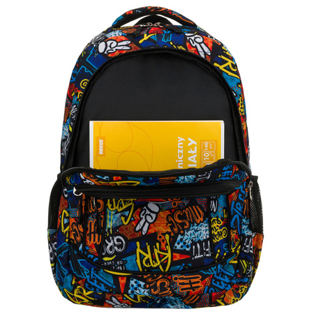 Peterson Jugendlicher Rucksack für die Schule aus Polyester mit einem Graffiti-Muster