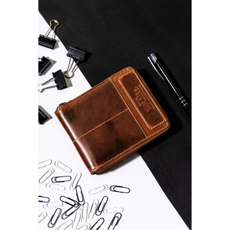 Herren Geldbörse aus Leder mit Reißverschluss und RFID – Always Wild