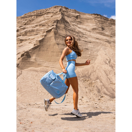 Hellblaue Sport-Reisetasche aus Polyester mit Schultergurt und Koffergurt – Peterson