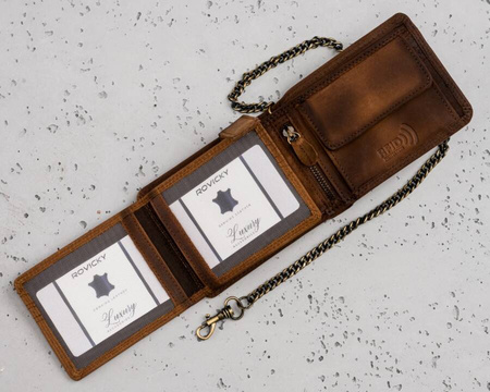 Große Herren Geldbörse aus Leder mit Kette