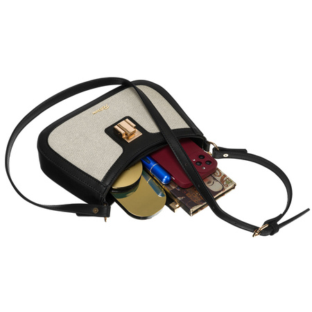 Damen Umhängetasche in Beige aus Echtleder und Canvas – Peterson